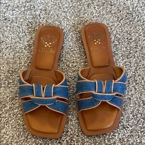 Vince Camuto Denim Blue and Brown Sandals